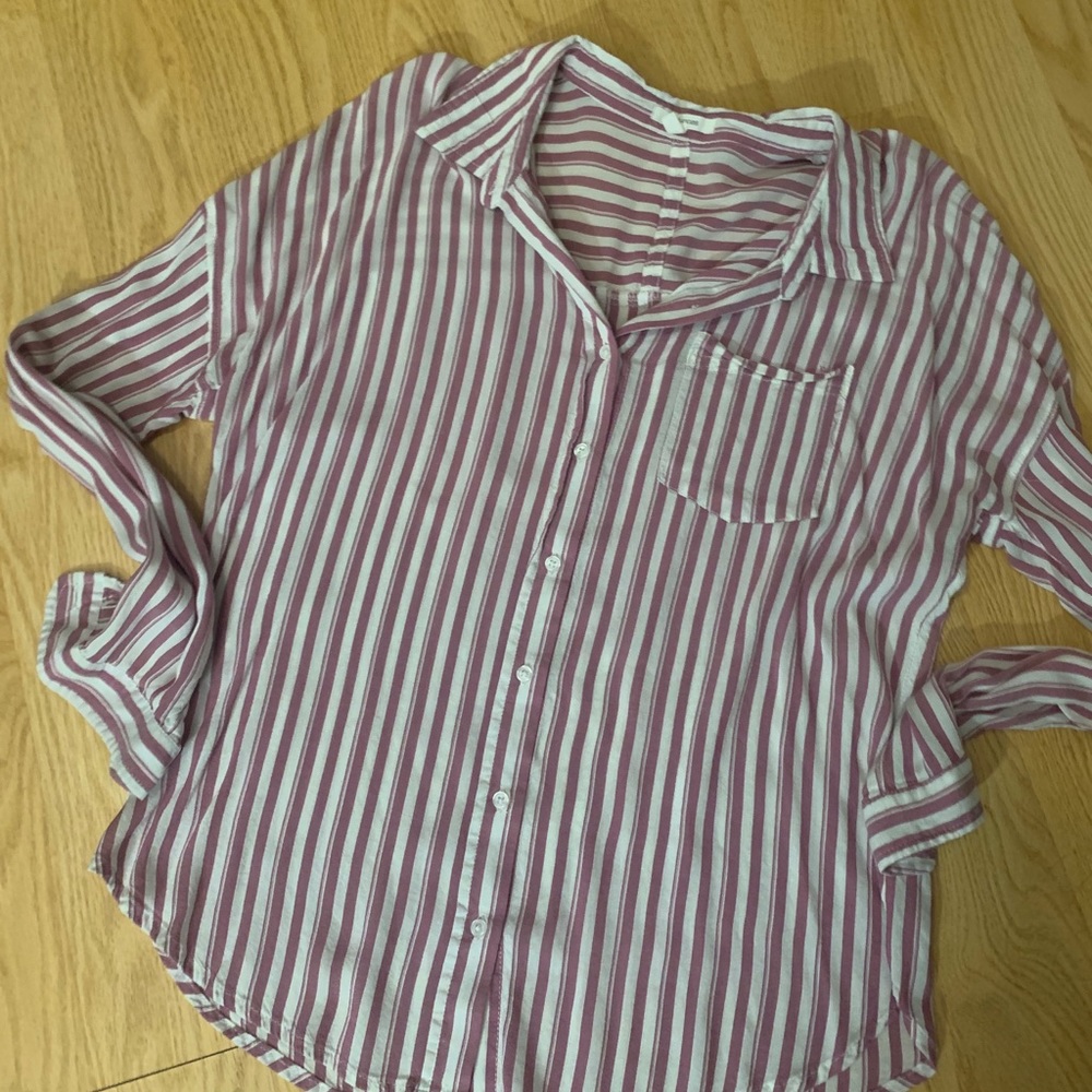 2/$10 Maurices Pink and White Button Up